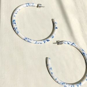Machete earrings - Large hoops in Toile